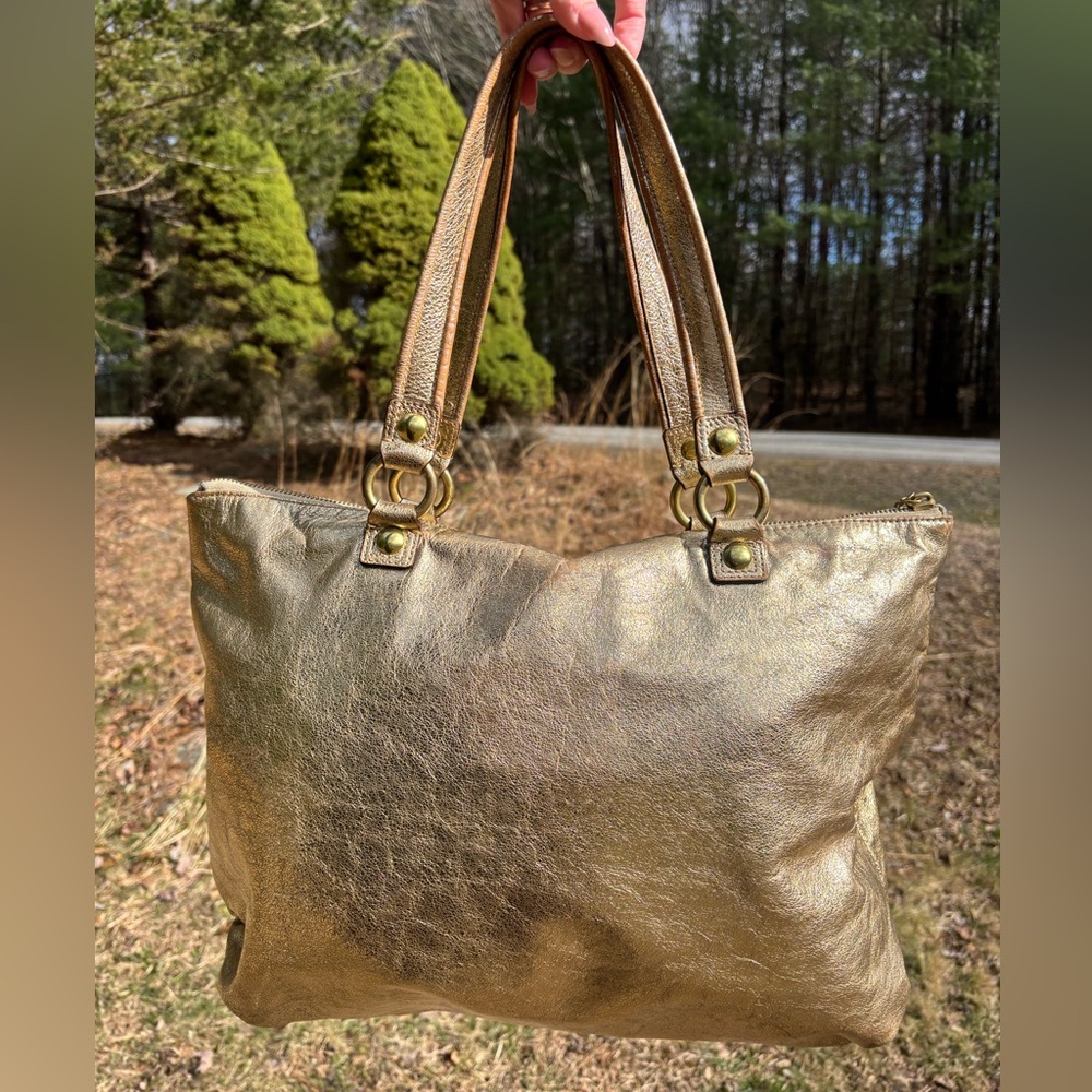 COACH Poppy Metallic Gold Shoulder Bag - Picture 16 of 17